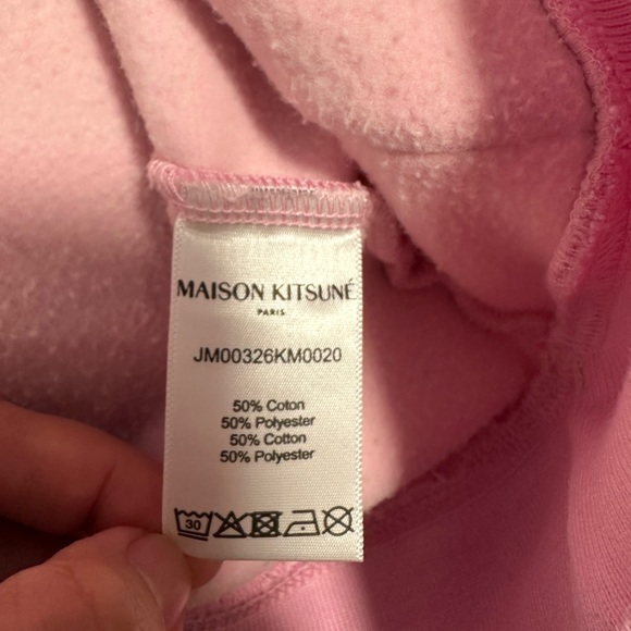 Maison Kitsune Pink Embroidered Cordless Hoodie - Picture 8 of 11
